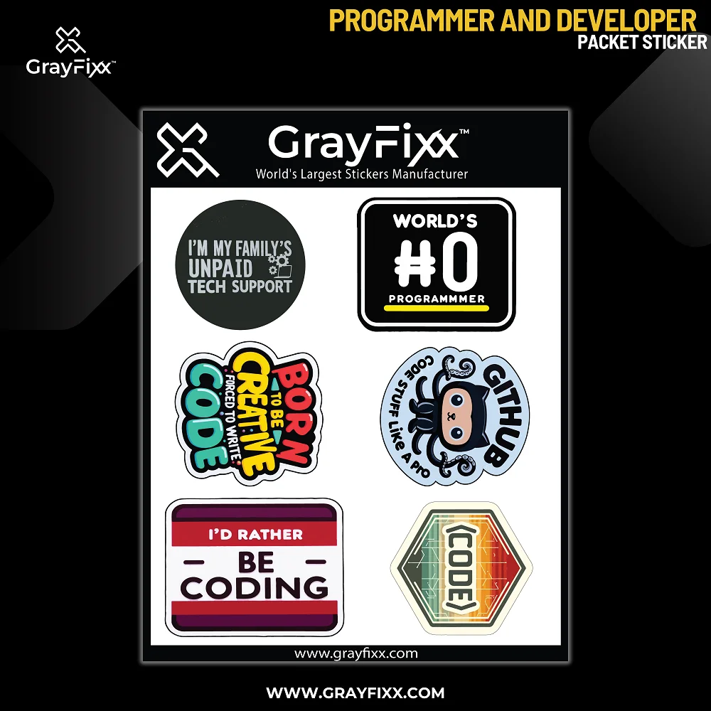 Programmer & Developer Packet Sticker | Made In Premium Gloss Vinyl With FPF(Fade Protection Film), Water Proof, Precut Sticker, Pack Of 1